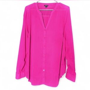 Torrid Fuchsia Sheer Button-Up Blouse